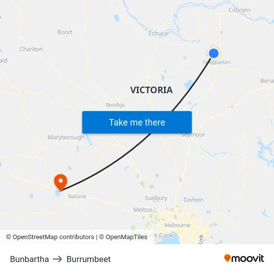 Bunbartha to Burrumbeet map
