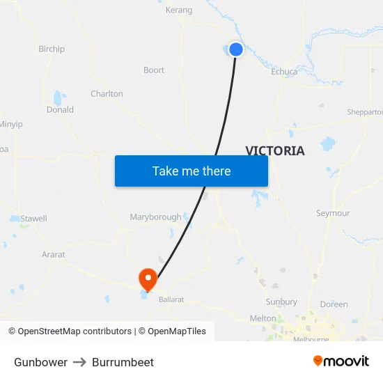 Gunbower to Burrumbeet map