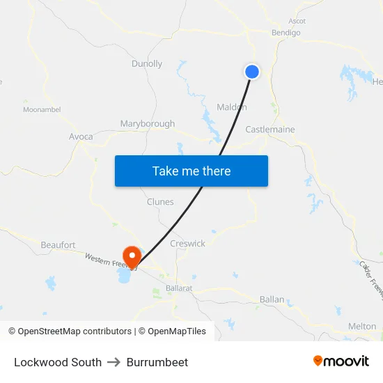 Lockwood South to Burrumbeet map