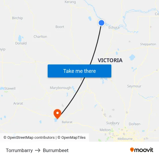 Torrumbarry to Burrumbeet map