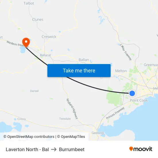 Laverton North - Bal to Burrumbeet map