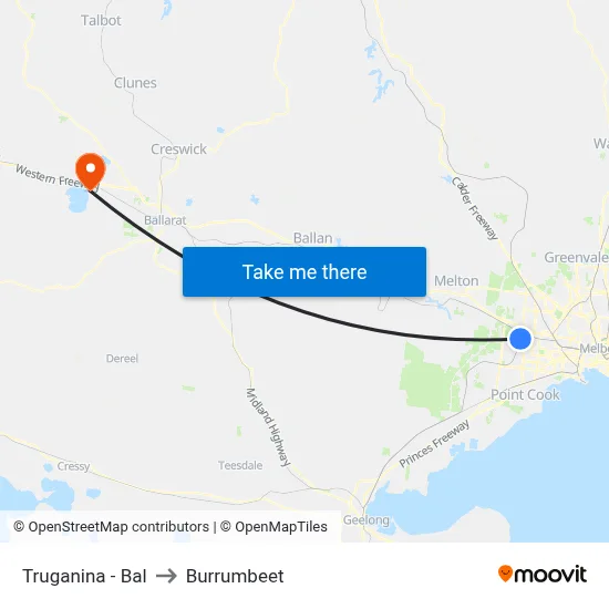 Truganina - Bal to Burrumbeet map
