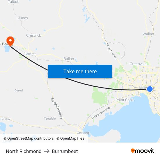 North Richmond to Burrumbeet map