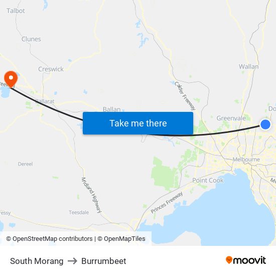 South Morang to Burrumbeet map