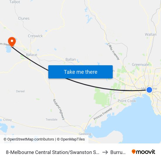 8-Melbourne Central Station/Swanston St (Melbourne City) to Burrumbeet map