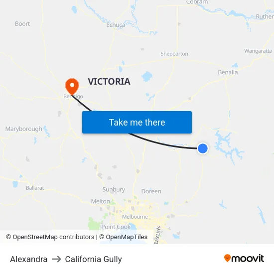 Alexandra to California Gully map