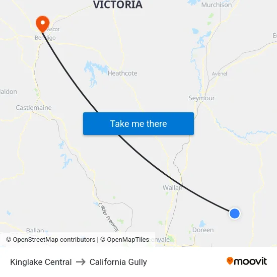 Kinglake Central to California Gully map
