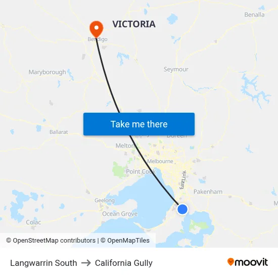 Langwarrin South to California Gully map