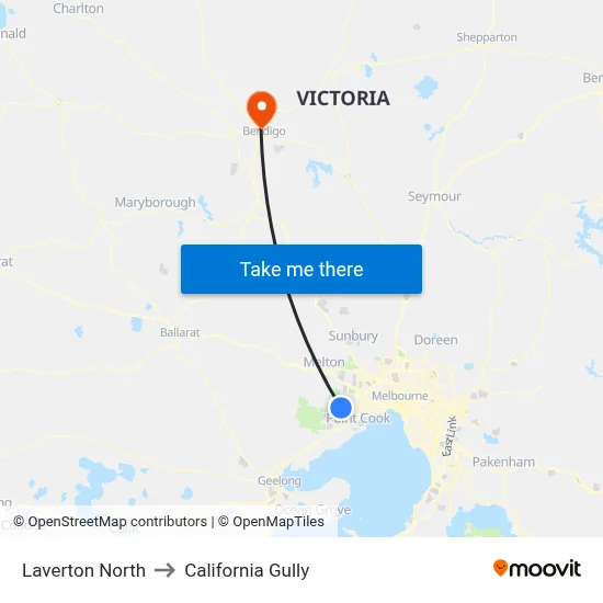 Laverton North to California Gully map