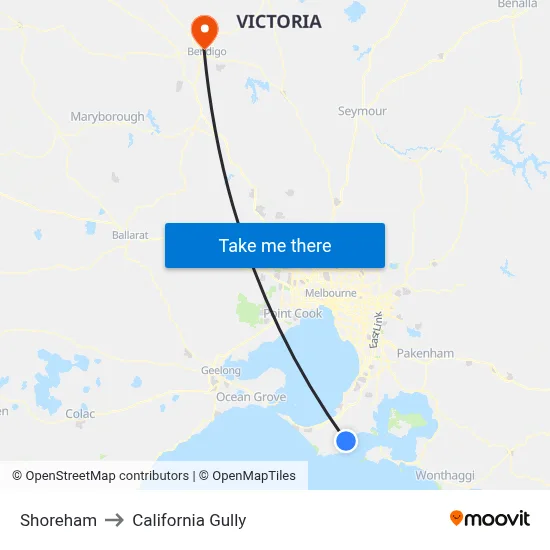Shoreham to California Gully map