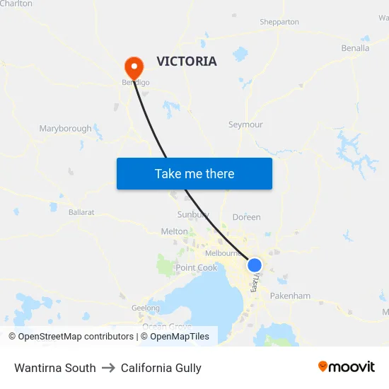 Wantirna South to California Gully map