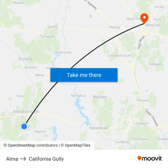 Alma to California Gully map
