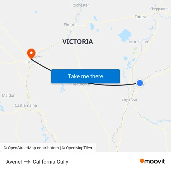 Avenel to California Gully map