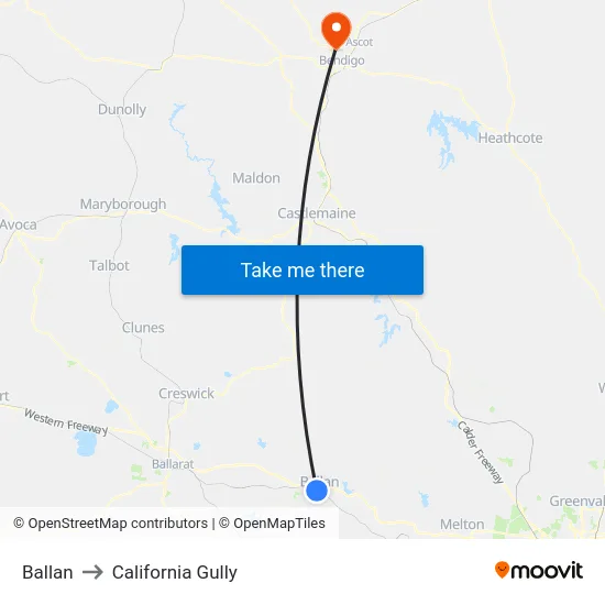 Ballan to California Gully map