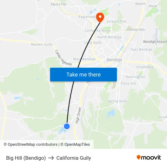 Big Hill (Bendigo) to California Gully map