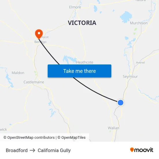 Broadford to California Gully map