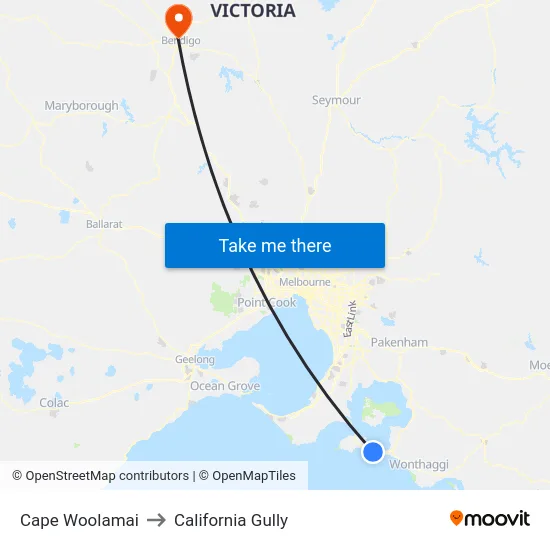 Cape Woolamai to California Gully map