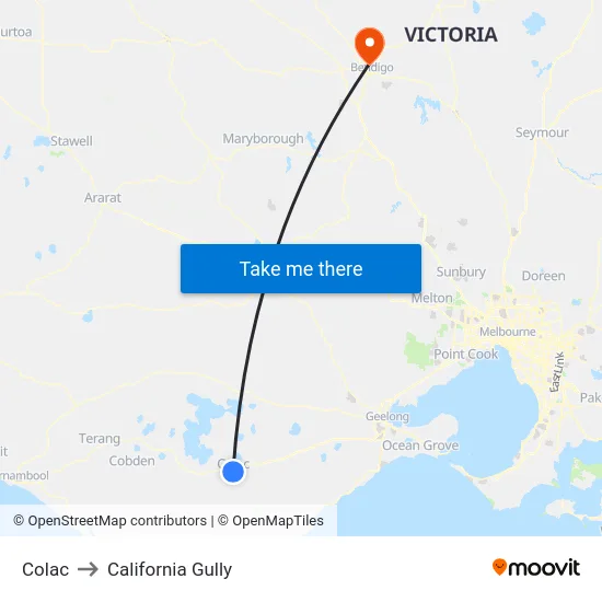 Colac to California Gully map