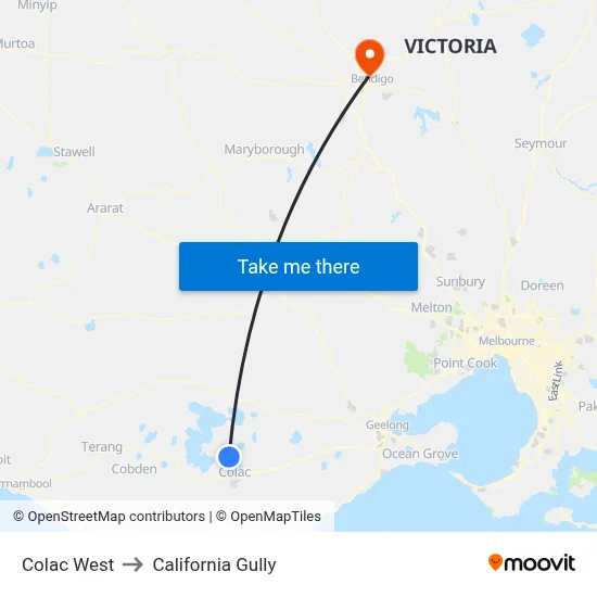 Colac West to California Gully map