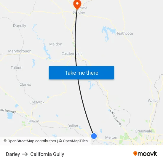 Darley to California Gully map