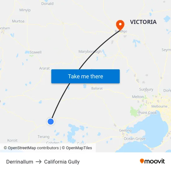 Derrinallum to California Gully map