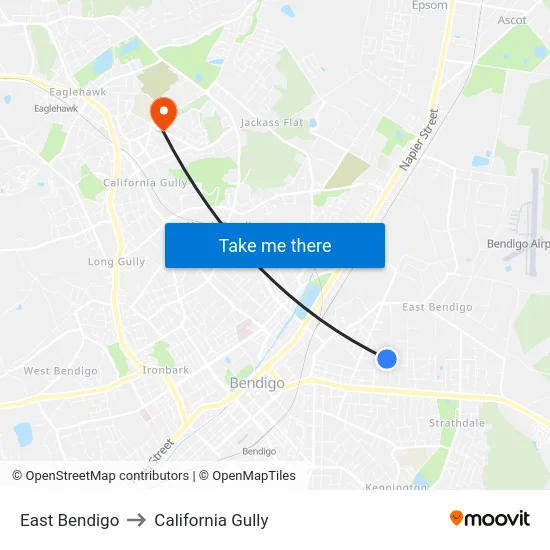 East Bendigo to California Gully map