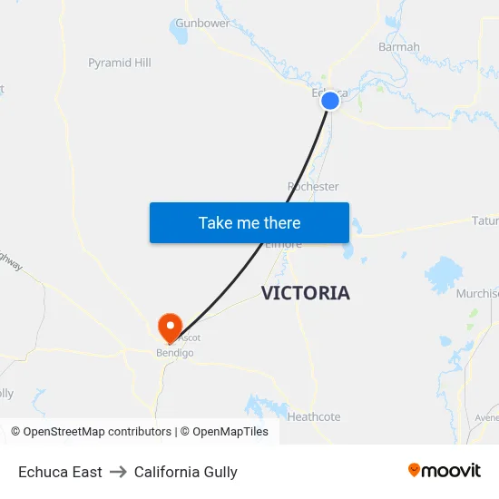 Echuca East to California Gully map