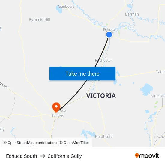 Echuca South to California Gully map