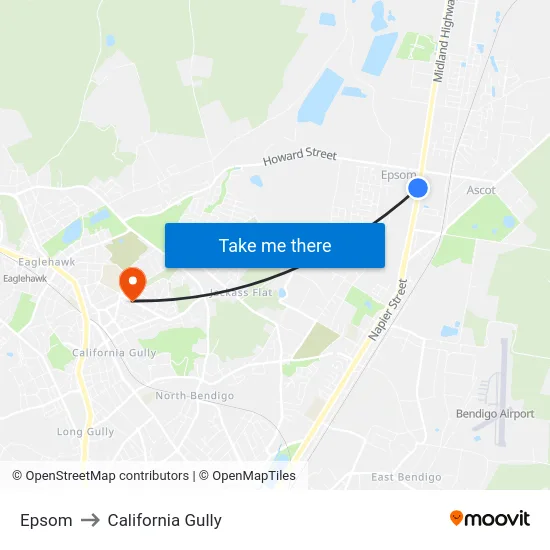 Epsom to California Gully map