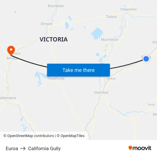Euroa to California Gully map