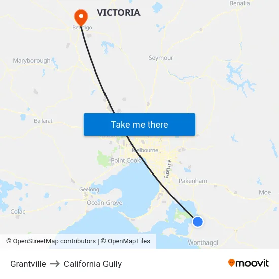 Grantville to California Gully map