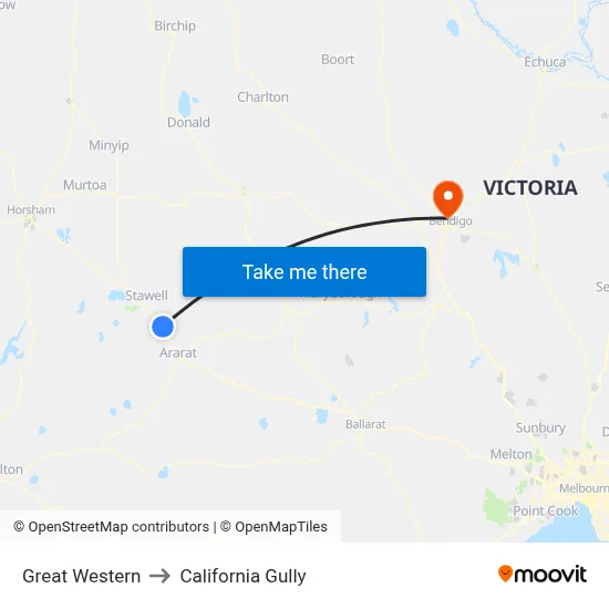 Great Western to California Gully map