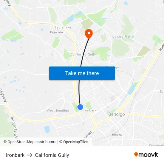 Ironbark to California Gully map