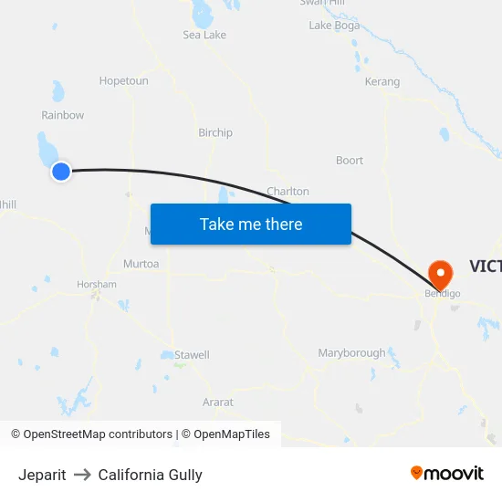 Jeparit to California Gully map