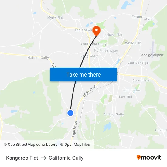 Kangaroo Flat to California Gully map
