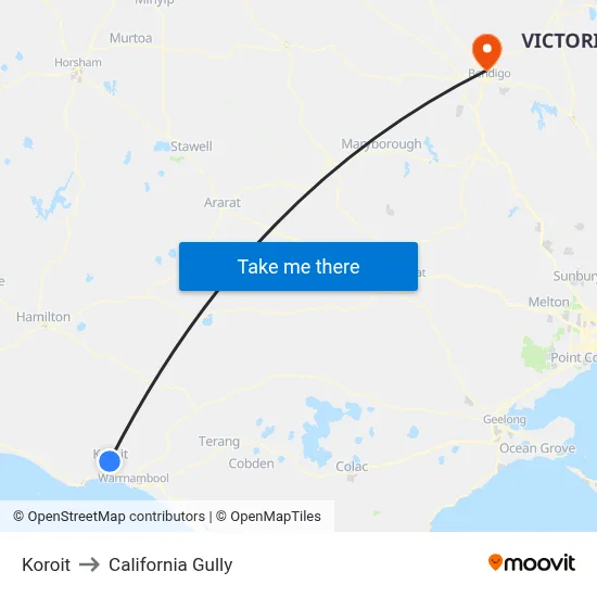 Koroit to California Gully map