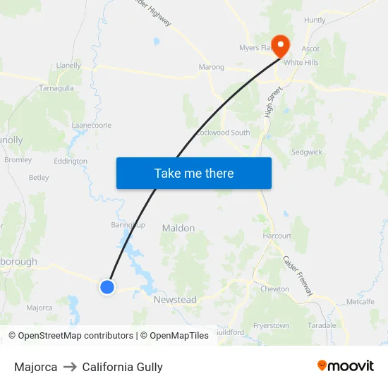 Majorca to California Gully map