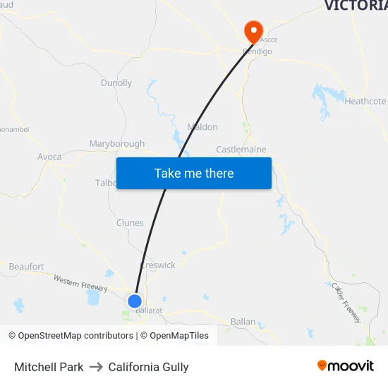 Mitchell Park to California Gully map
