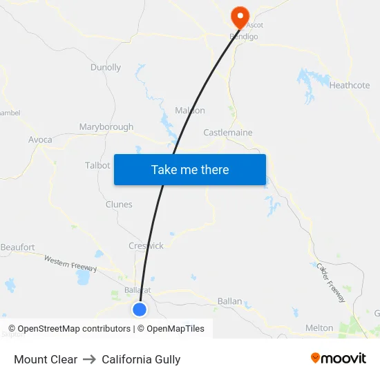Mount Clear to California Gully map