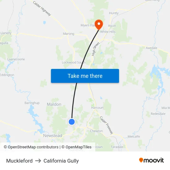 Muckleford to California Gully map