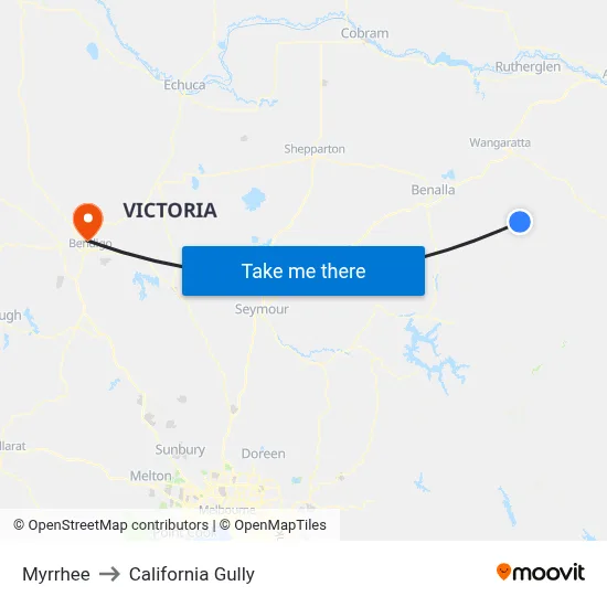 Myrrhee to California Gully map
