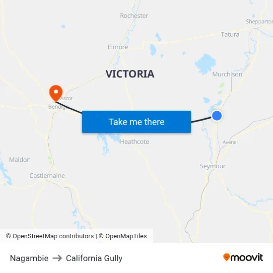 Nagambie to California Gully map