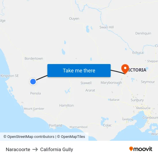 Naracoorte to California Gully map