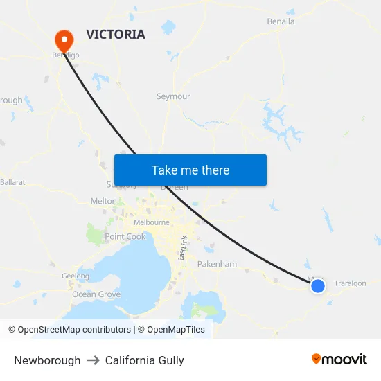 Newborough to California Gully map
