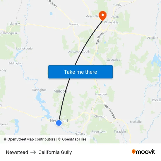 Newstead to California Gully map