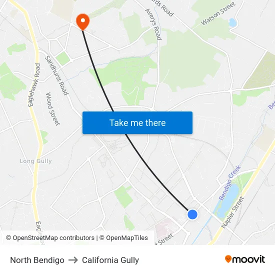 North Bendigo to California Gully map