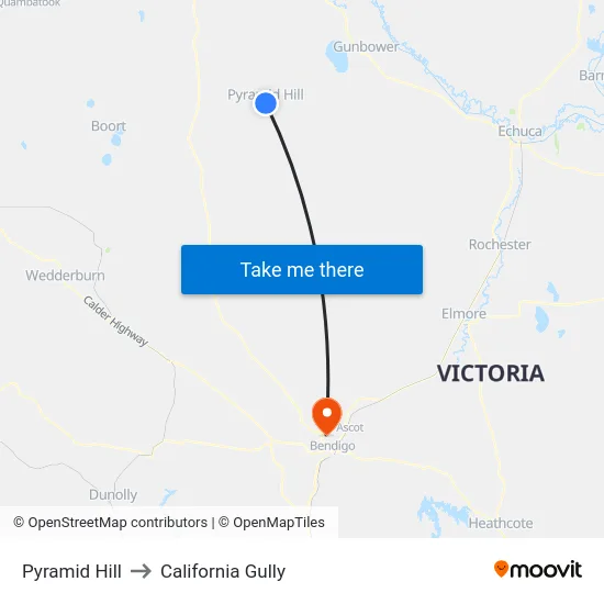 Pyramid Hill to California Gully map