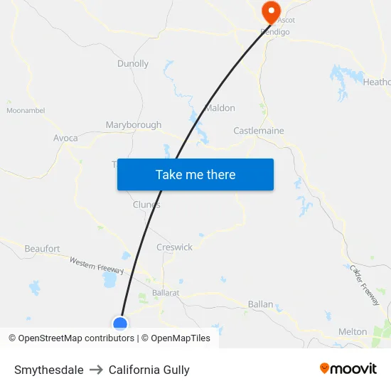 Smythesdale to California Gully map