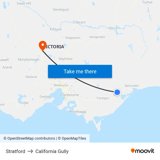 Stratford to California Gully map