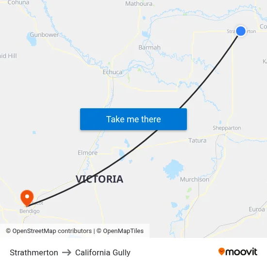Strathmerton to California Gully map